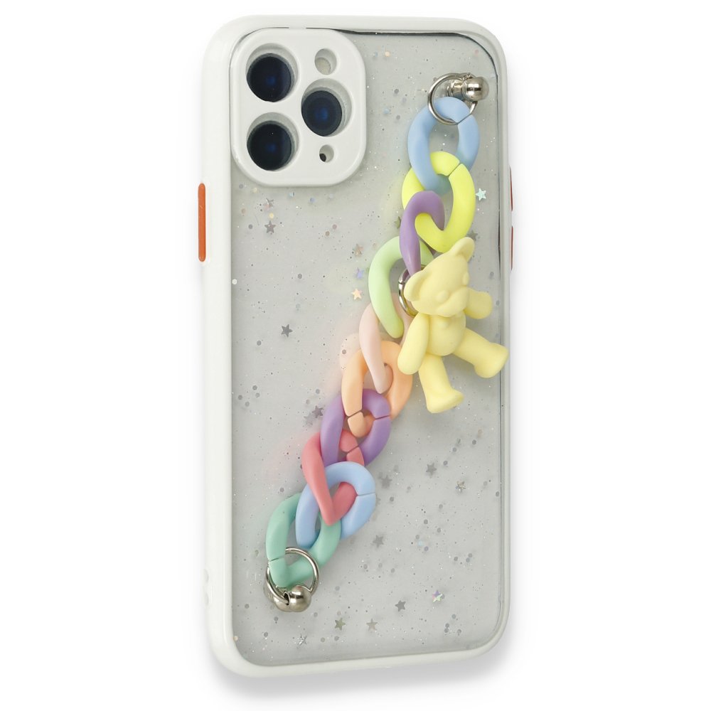 Newface iPhone 11 Pro Kılıf Ayıcıklı Silikon - Beyaz