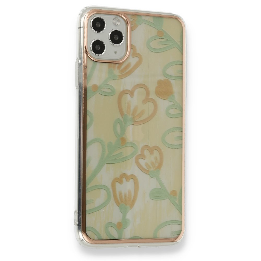 Newface iPhone 11 Pro Kılıf Çiçekli Silikon - Sarı