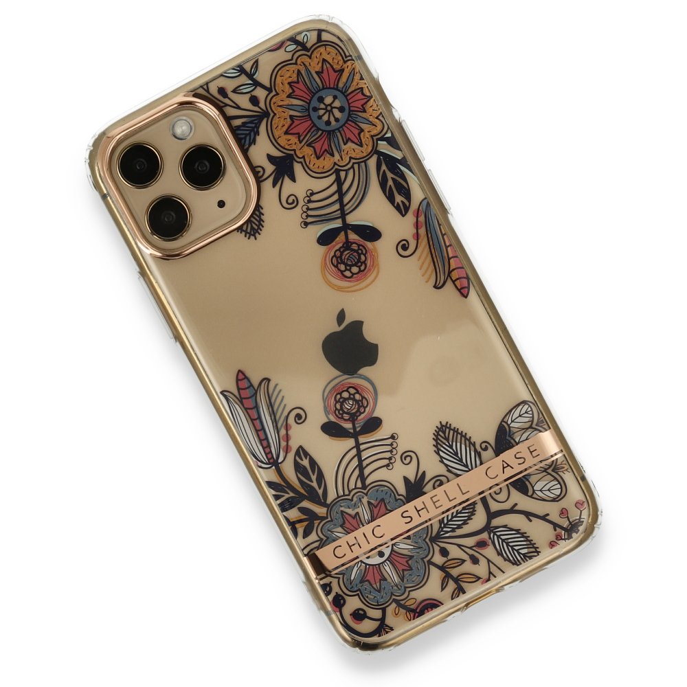 Newface iPhone 11 Pro Kılıf Çiçekli Silikon - Siyah