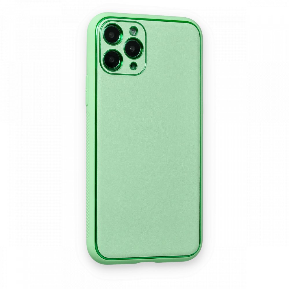 Newface iPhone 11 Pro Kılıf Coco Deri Silikon Kapak - Açık Yeşil