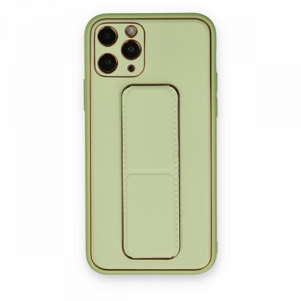 Newface iPhone 11 Pro Kılıf Coco Deri Standlı Kapak - Su Yeşili