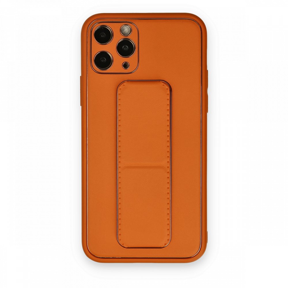 Newface iPhone 11 Pro Kılıf Coco Deri Standlı Kapak - Turuncu