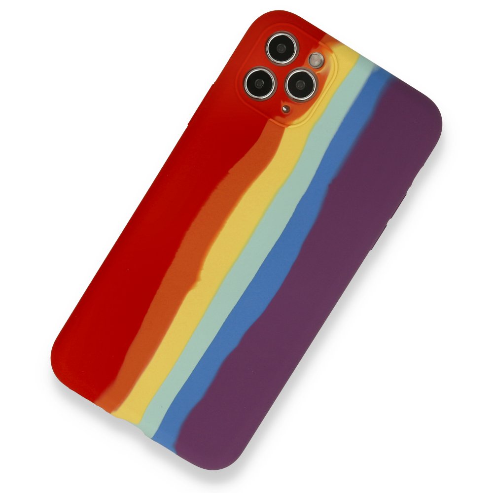 Newface iPhone 11 Pro Kılıf Ebruli Lansman Silikon - Kırmızı-Mor