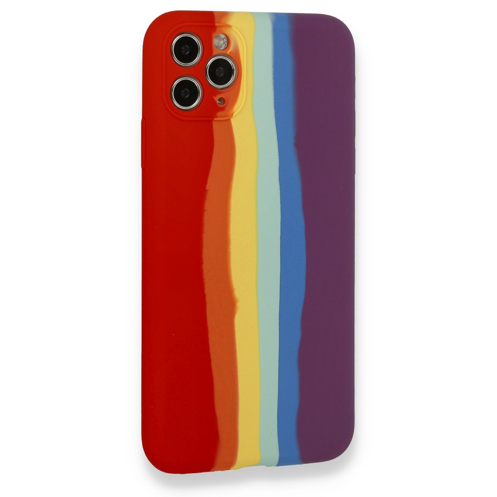 Newface iPhone 11 Pro Kılıf Ebruli Lansman Silikon - Kırmızı-Mor