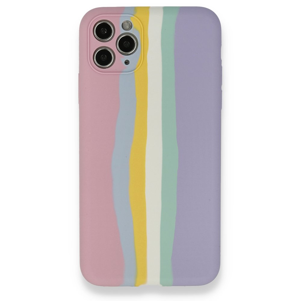 Newface iPhone 11 Pro Kılıf Ebruli Lansman Silikon - Pembe-Lila