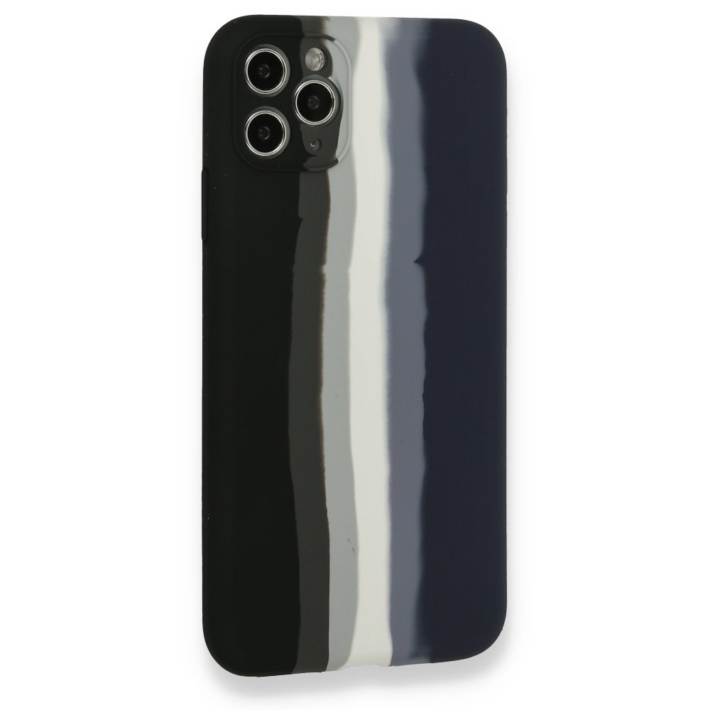 Newface iPhone 11 Pro Kılıf Ebruli Lansman Silikon - Siyah-Lacivert