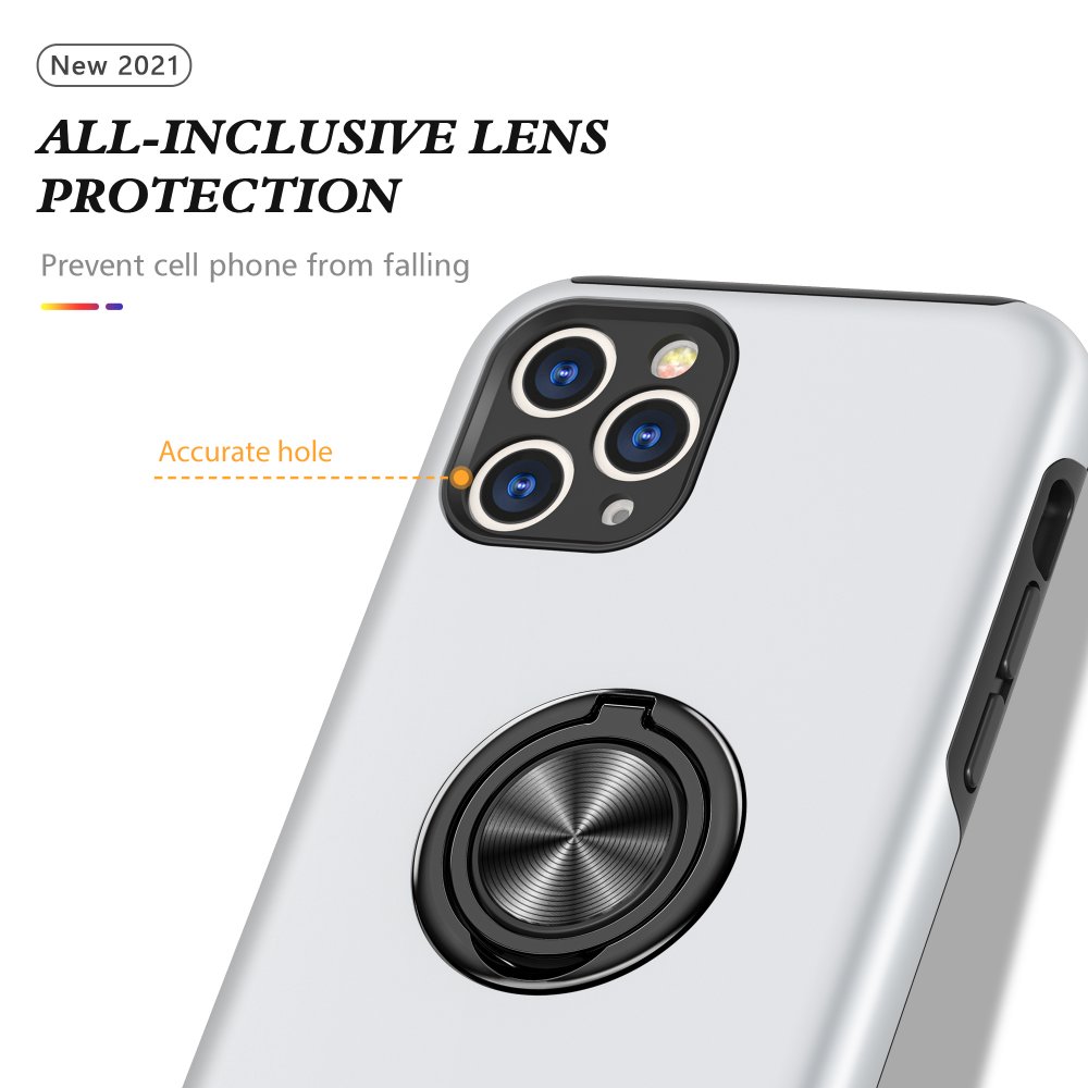 Newface iPhone 11 Pro Kılıf Elit Yüzüklü Kapak - Gümüş