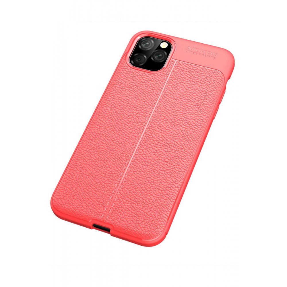 Newface iPhone 11 Pro Kılıf Focus Derili Silikon - Kırmızı