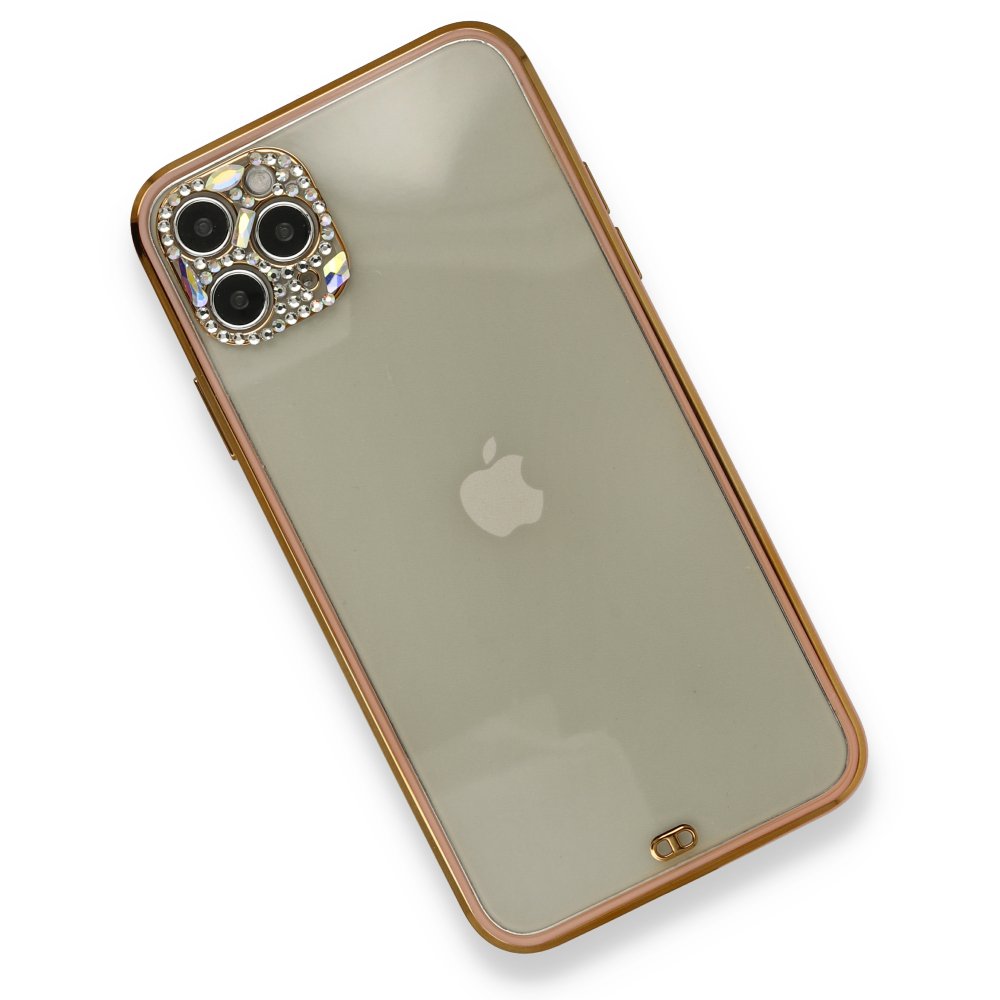 Newface iPhone 11 Pro Kılıf Liva Taşlı Silikon - Pembe