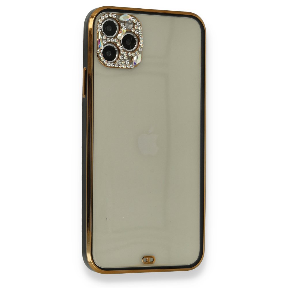 Newface iPhone 11 Pro Kılıf Liva Taşlı Silikon - Siyah