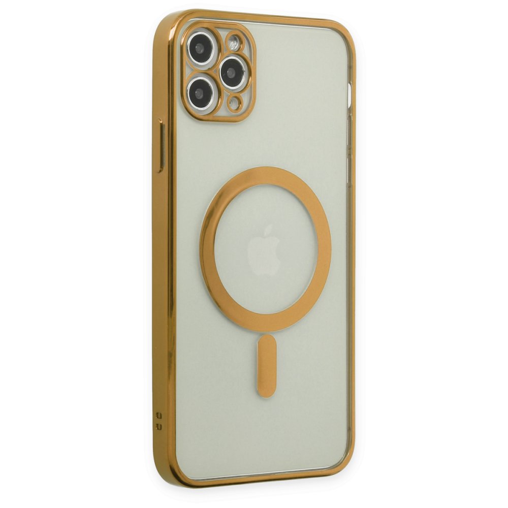 Newface iPhone 11 Pro Kılıf Magneticsafe Lazer Silikon - Gold