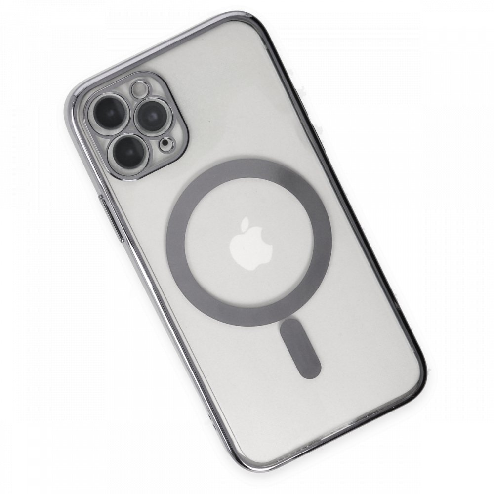 Newface iPhone 11 Pro Kılıf Magneticsafe Lazer Silikon - Gümüş