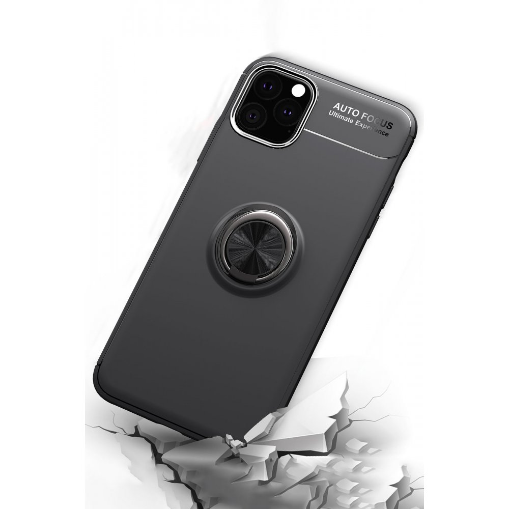 Newface iPhone 11 Pro Kılıf Range Yüzüklü Silikon - Siyah-Kırmızı