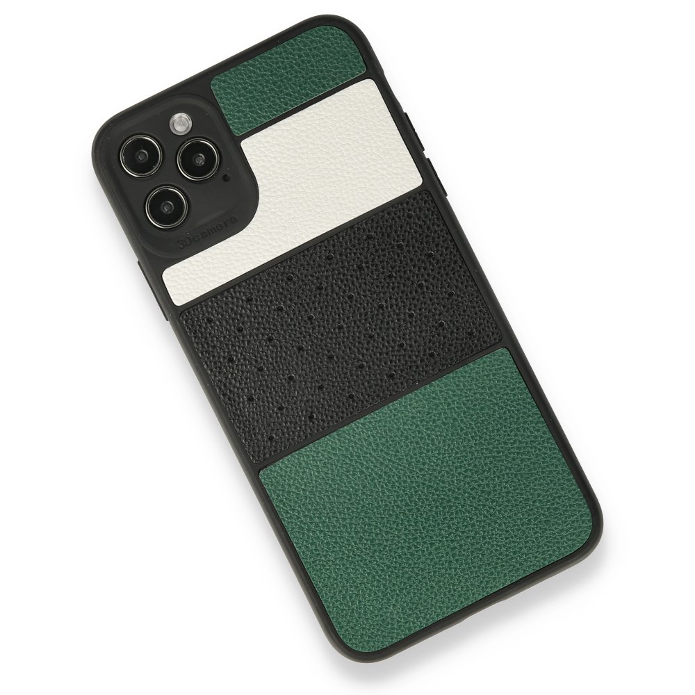 Newface iPhone 11 Pro Max Kılıf Sky Deri Silikon - Yeşil