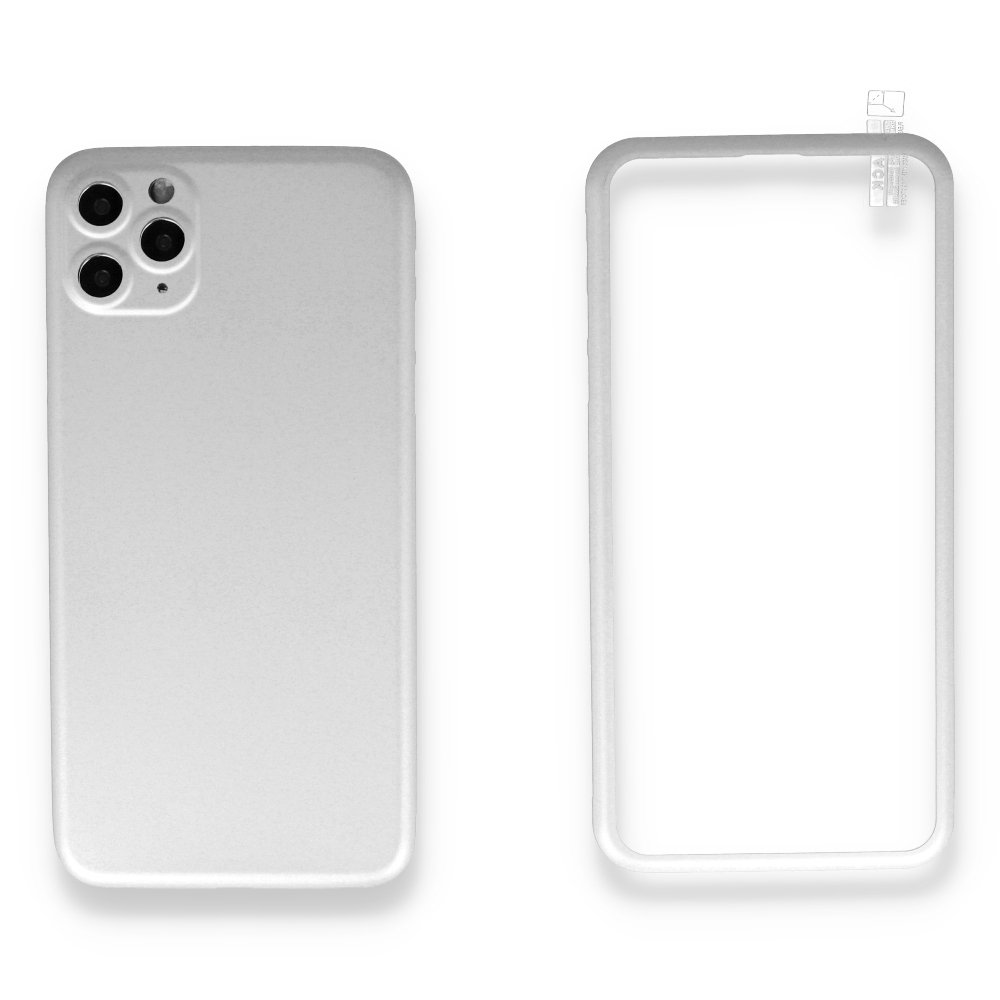 Newface iPhone 11 Pro Max Kılıf 360 Full Body Silikon Kapak - Beyaz