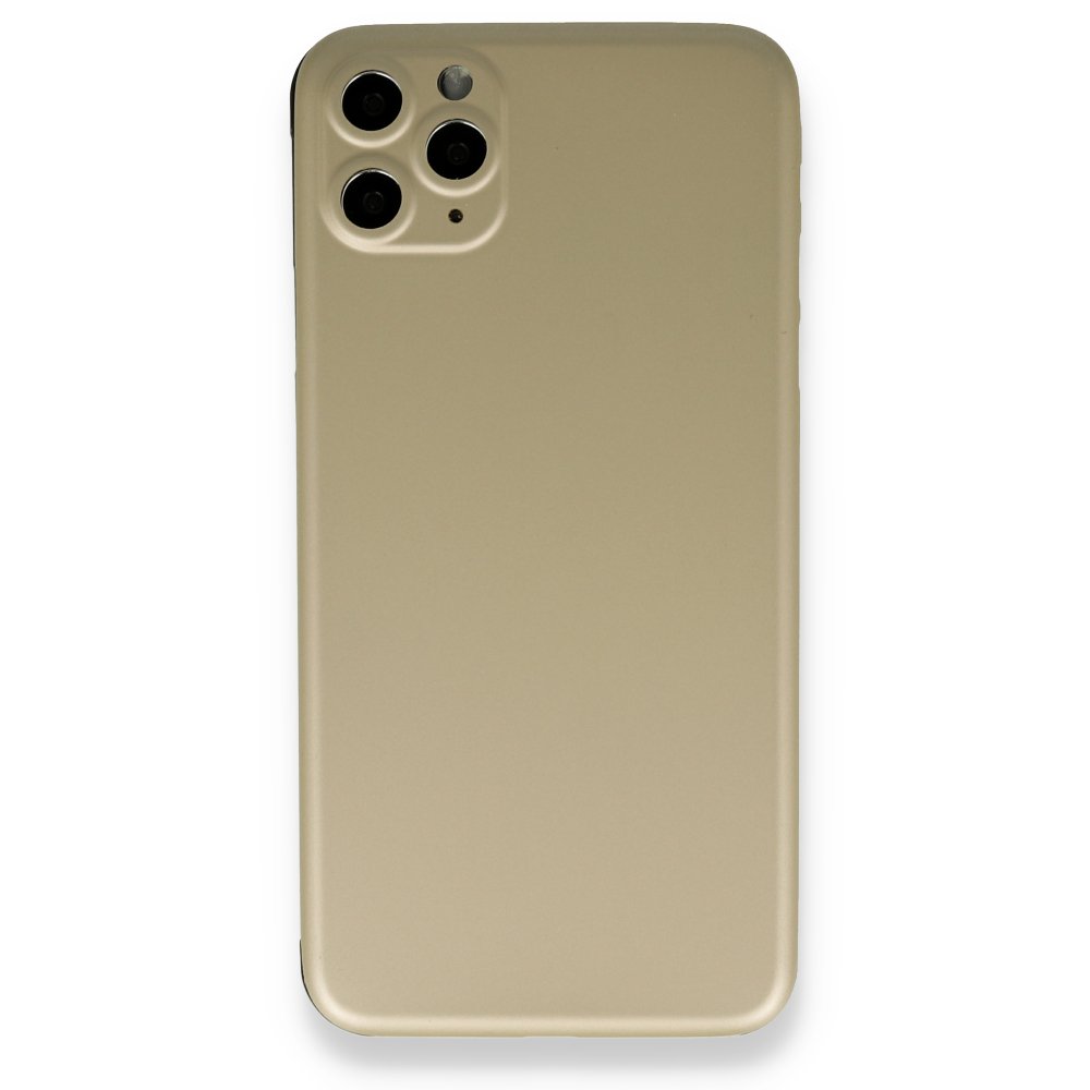 Newface iPhone 11 Pro Max Kılıf 360 Full Body Silikon Kapak - Gold