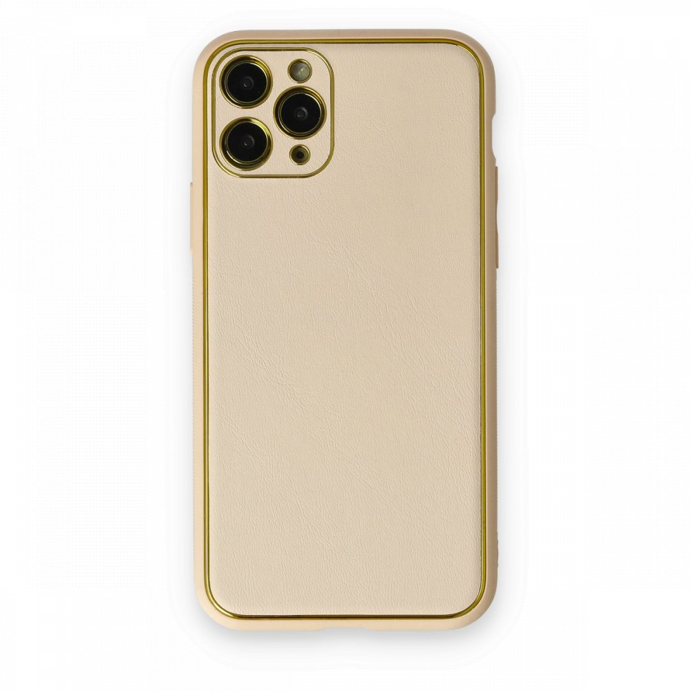 Newface iPhone 11 Pro Max Kılıf Coco Deri Silikon Kapak - Gold