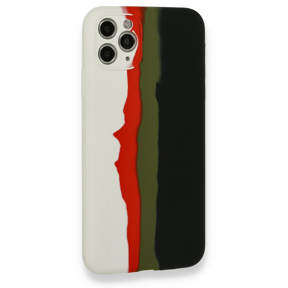 Newface iPhone 11 Pro Max Kılıf Ebruli Lansman Silikon - Beyaz-Siyah
