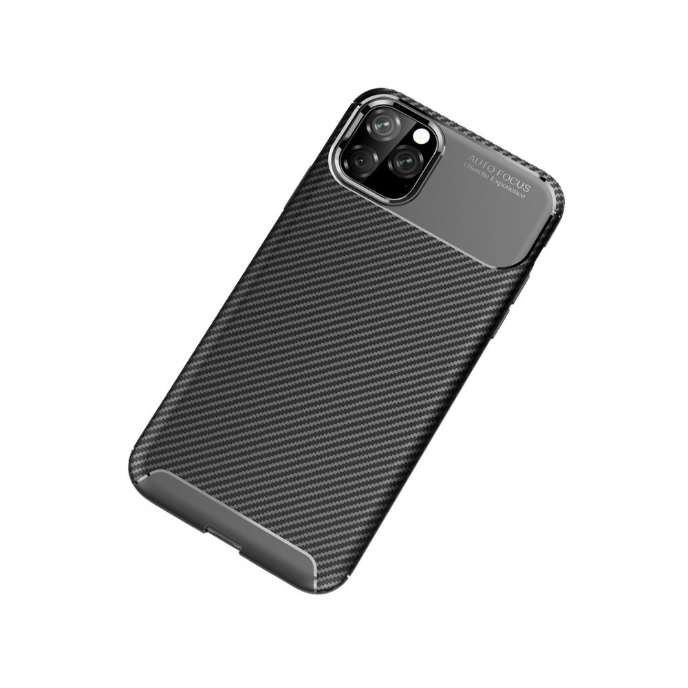 Newface iPhone 11 Pro Max Kılıf Auto Focus Karbon Kapak - Siyah