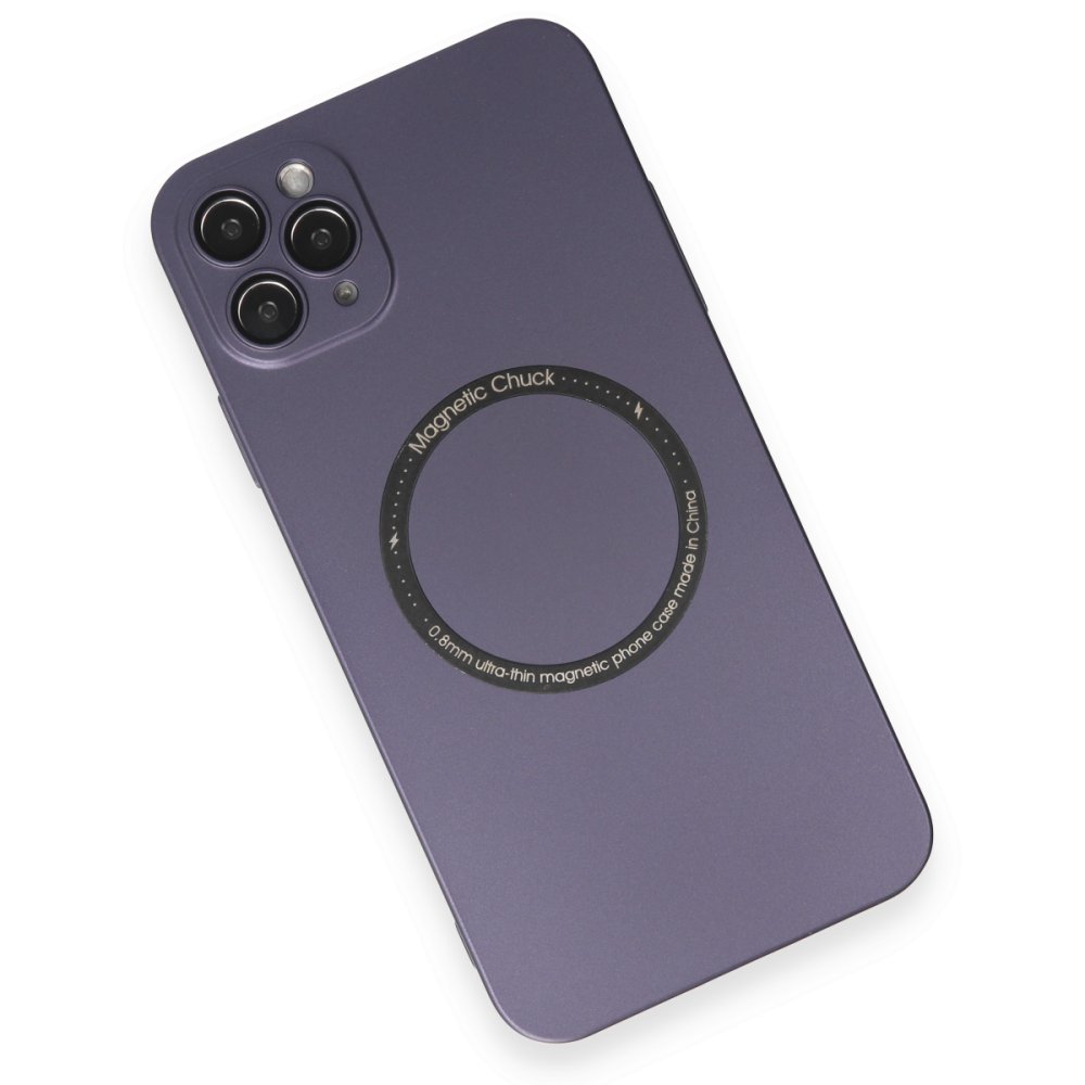 Newface iPhone 11 Pro Max Kılıf Jack Magneticsafe Lens Silikon - Mor