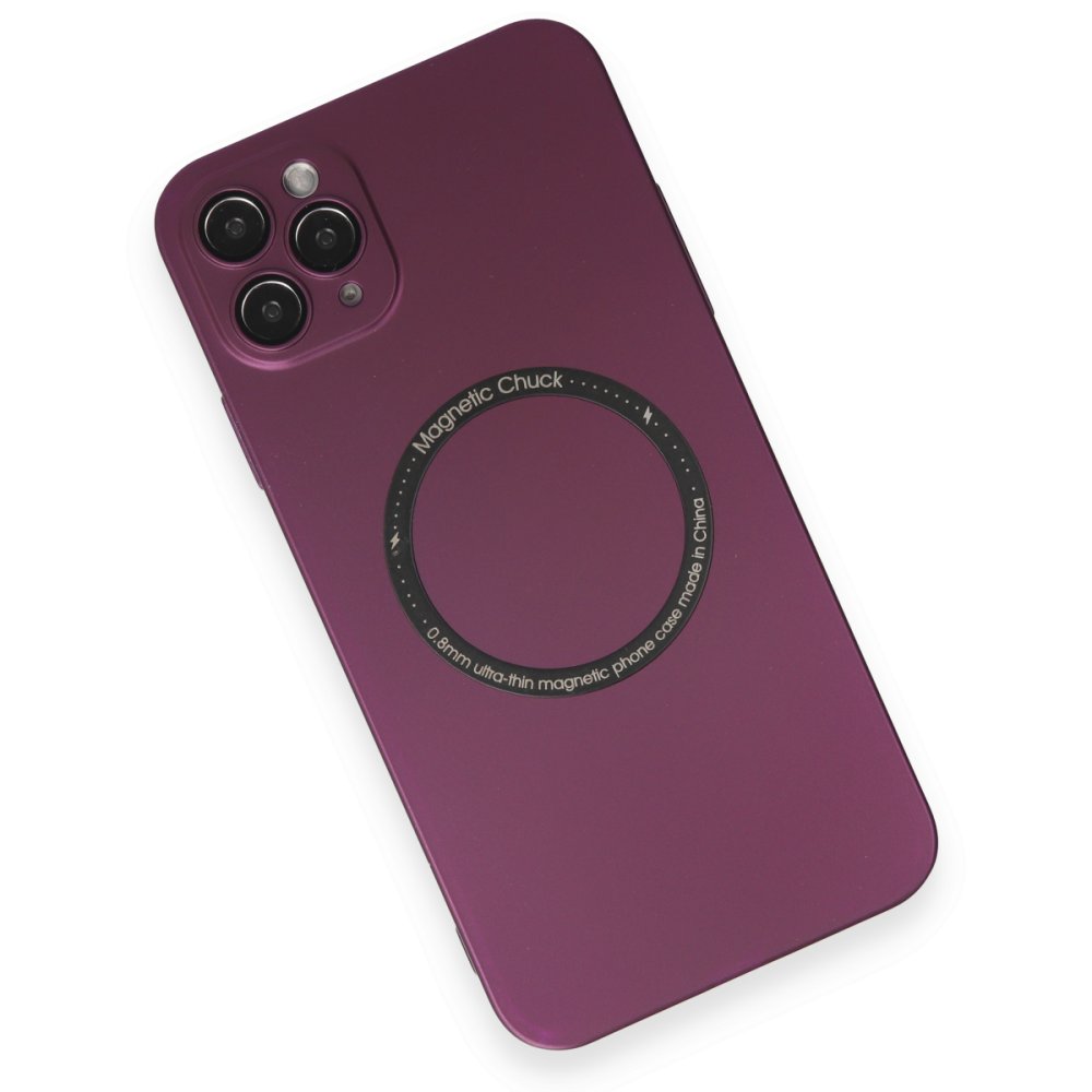 Newface iPhone 11 Pro Max Kılıf Jack Magneticsafe Lens Silikon - Mürdüm