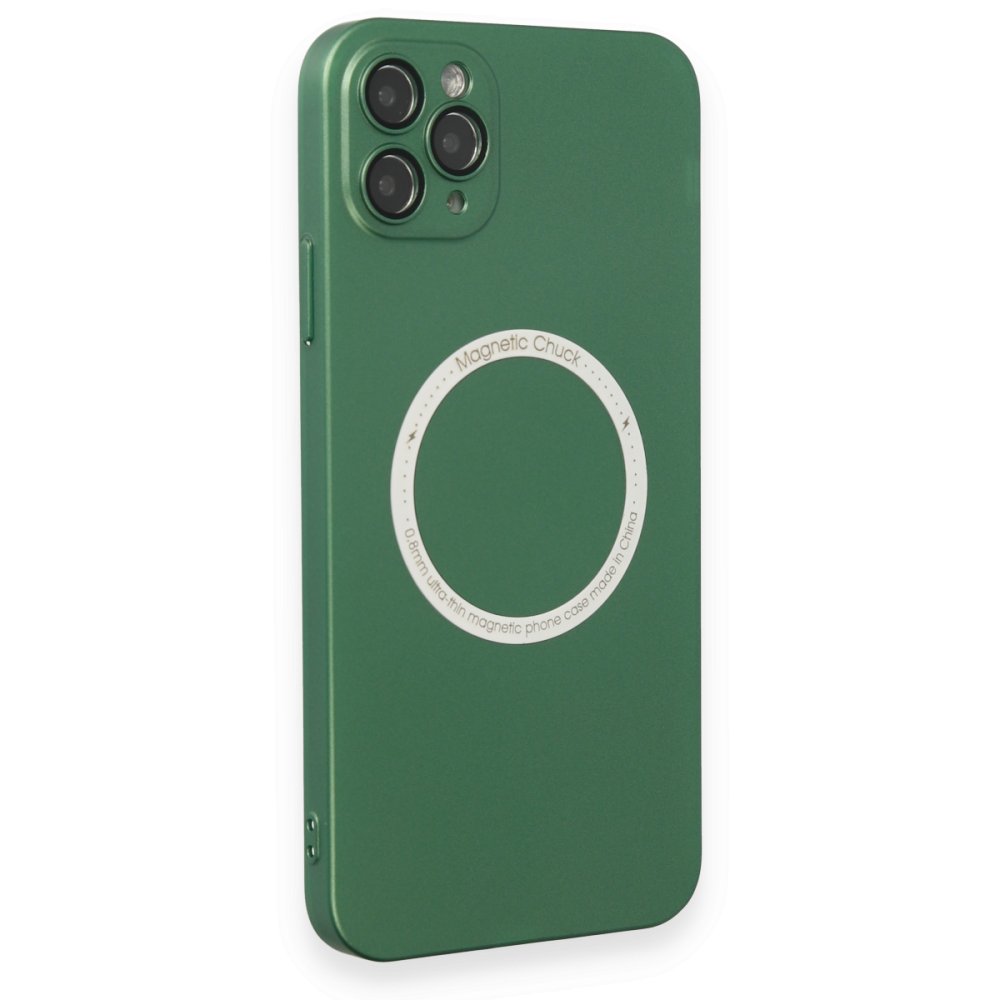 Newface iPhone 11 Pro Max Kılıf Jack Magneticsafe Lens Silikon - Yeşil