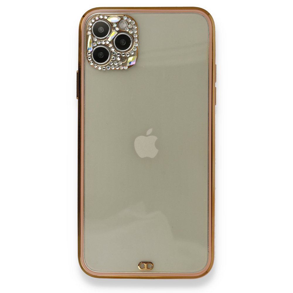 Newface iPhone 11 Pro Max Kılıf Liva Taşlı Silikon - Pembe