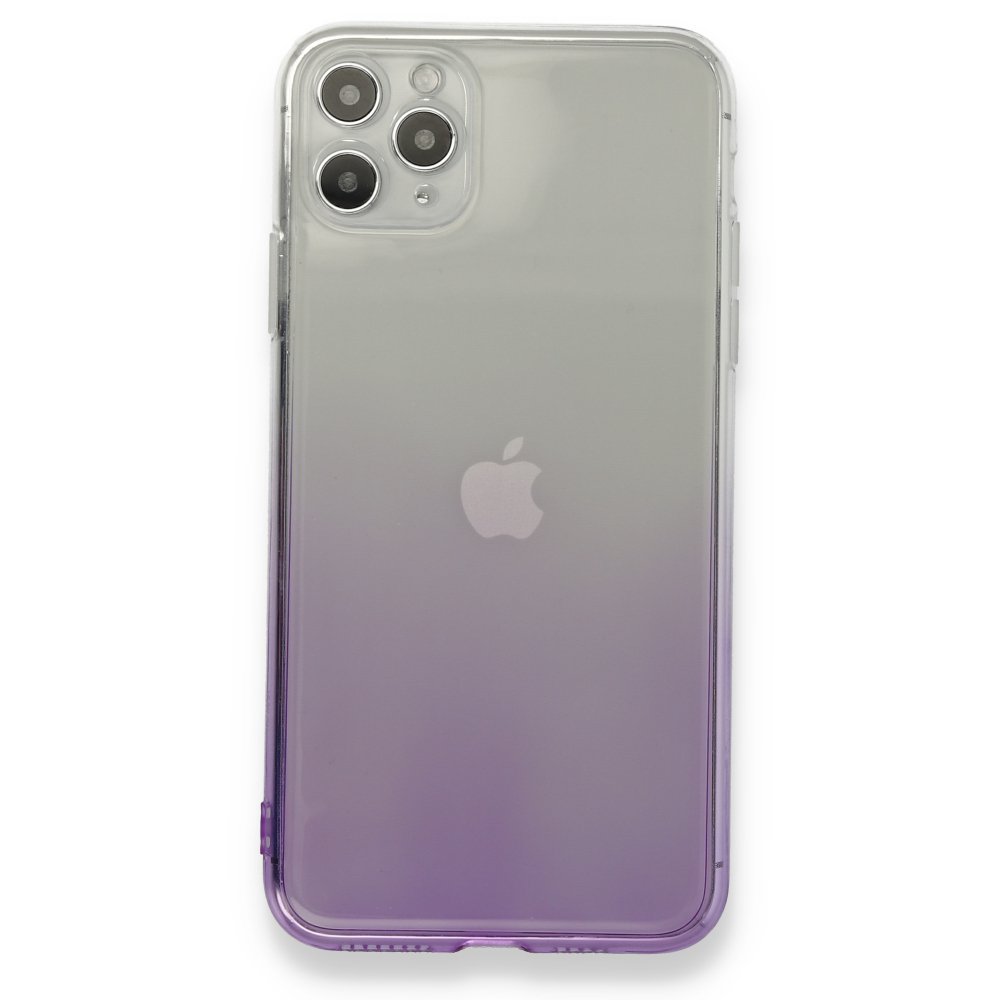 Newface iPhone 11 Pro Max Kılıf Lüx Çift Renkli Silikon - Mor