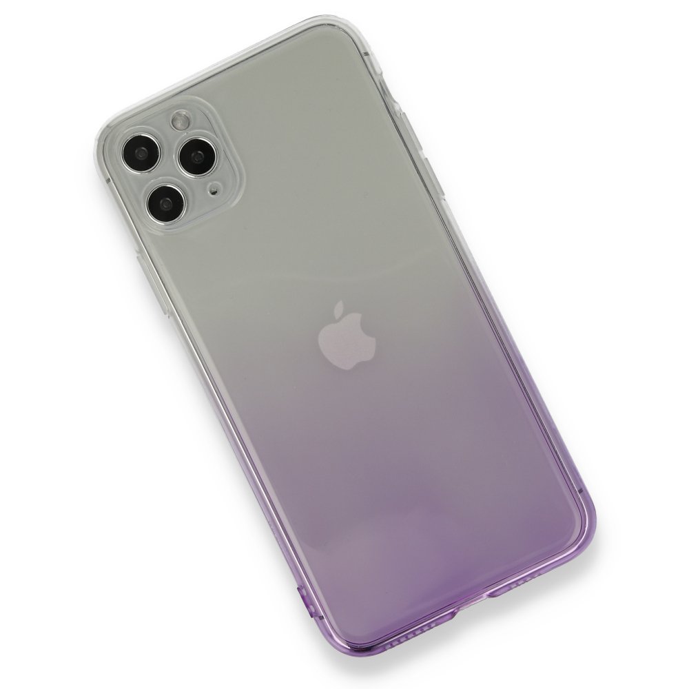 Newface iPhone 11 Pro Max Kılıf Lüx Çift Renkli Silikon - Mor