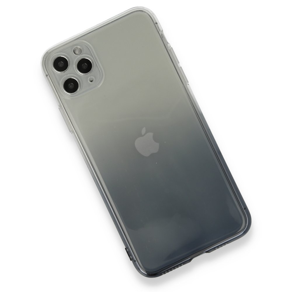 Newface iPhone 11 Pro Max Kılıf Lüx Çift Renkli Silikon - Siyah