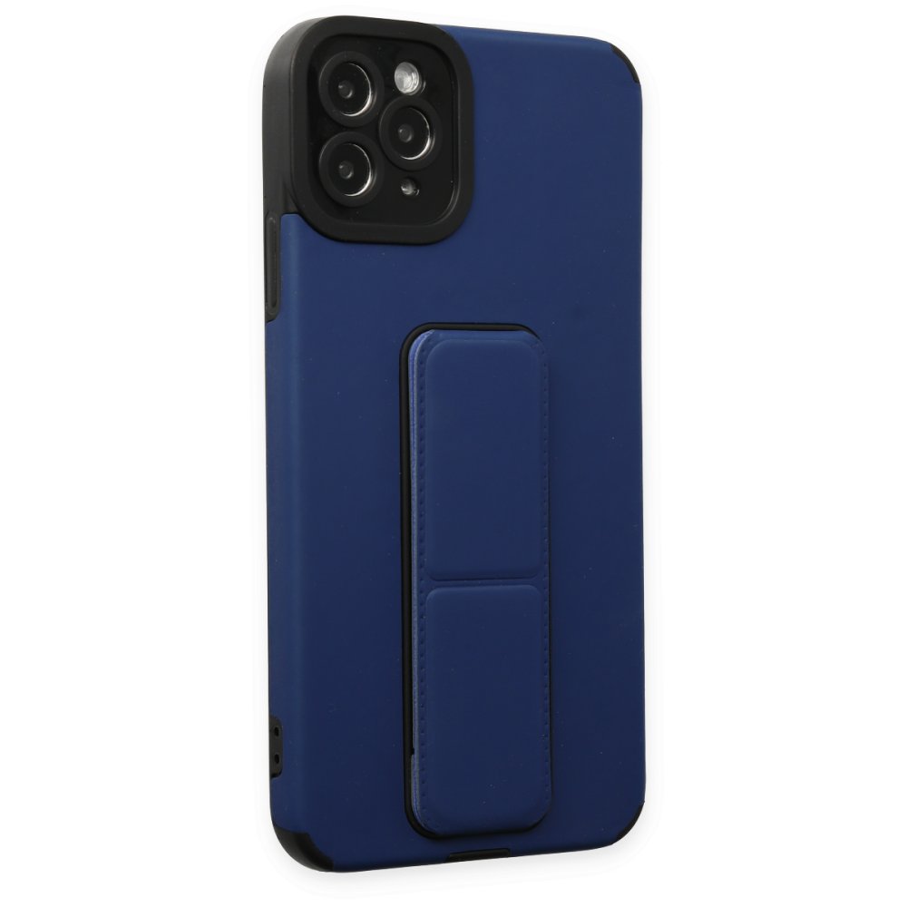 Newface iPhone 11 Pro Max Kılıf Mega Standlı Silikon - Mavi