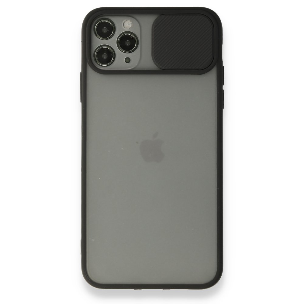 Newface iPhone 11 Pro Max Kılıf Palm Buzlu Kamera Sürgülü Silikon - Siyah