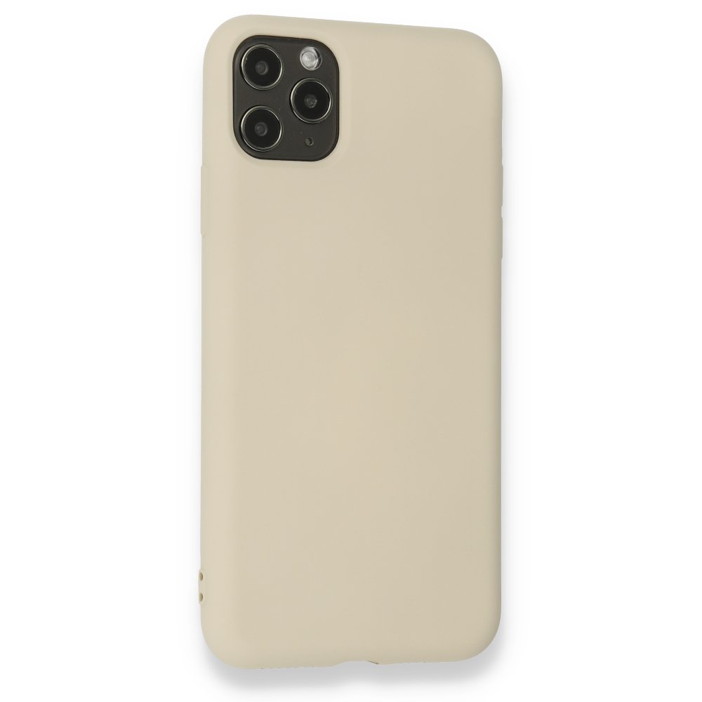 Newface iPhone 11 Pro Max Kılıf Nano içi Kadife Silikon - Bej