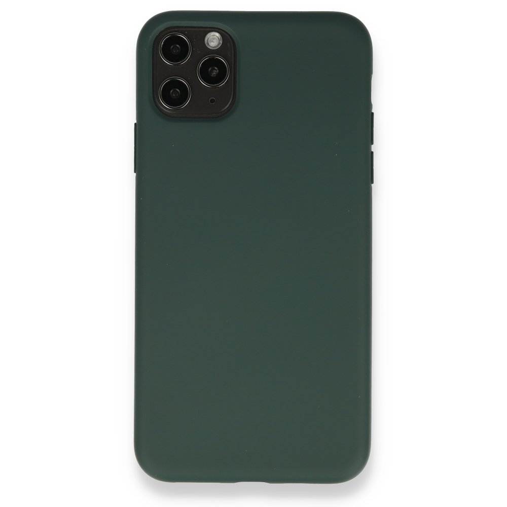 Newface iPhone 11 Pro Max Kılıf Nano içi Kadife Silikon - Koyu Yeşil