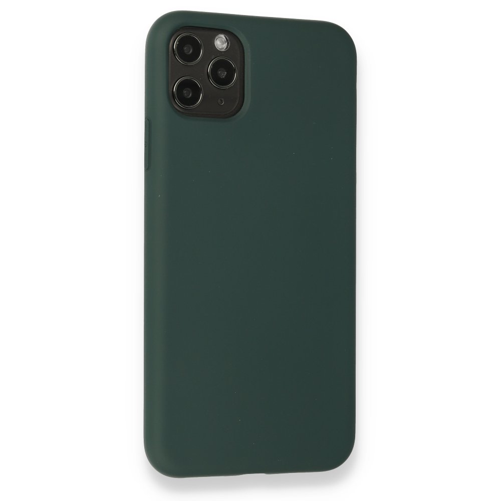 Newface iPhone 11 Pro Max Kılıf Nano içi Kadife Silikon - Koyu Yeşil