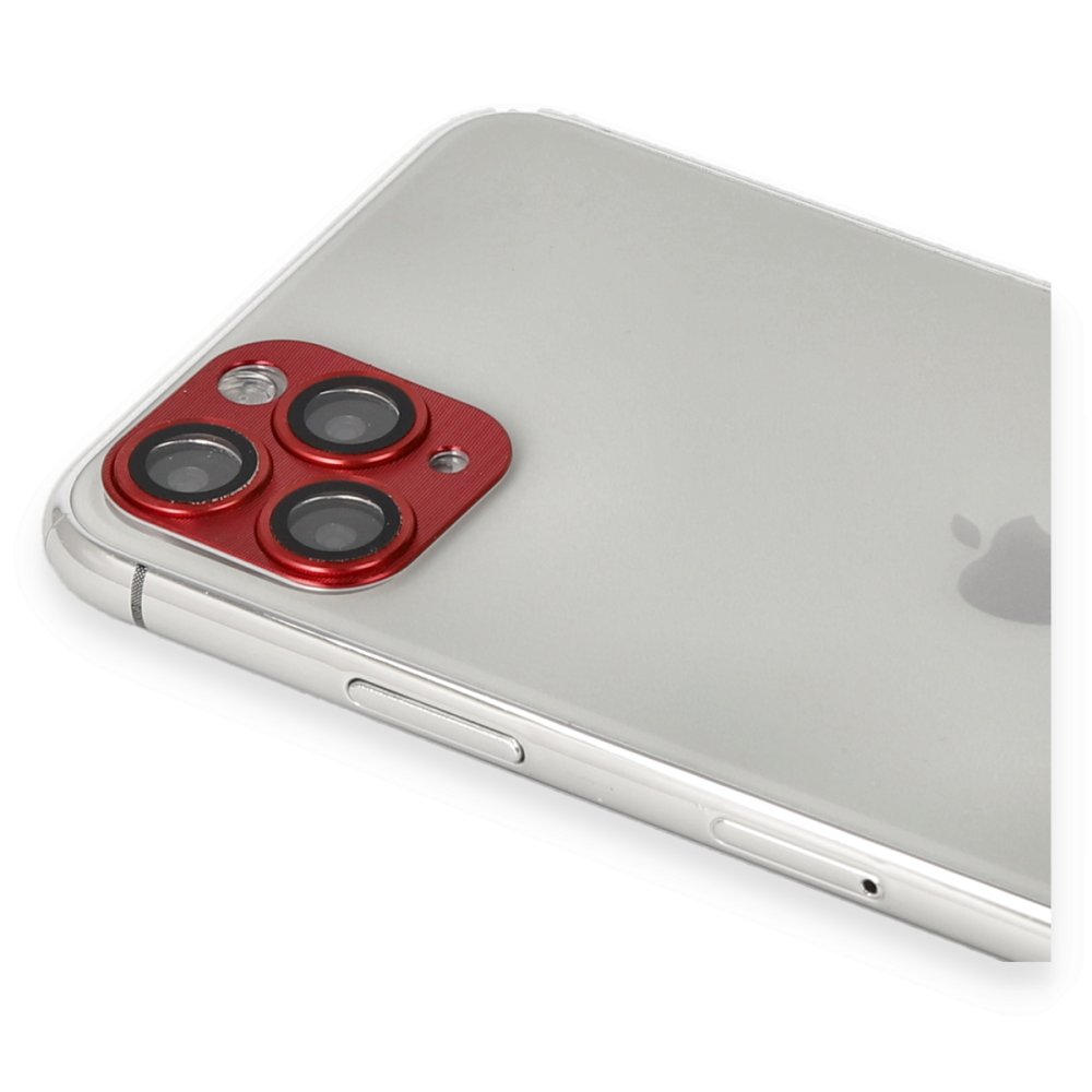 Newface iPhone 11 Pro Max Pers Alüminyum Kamera Lens - Kırmızı