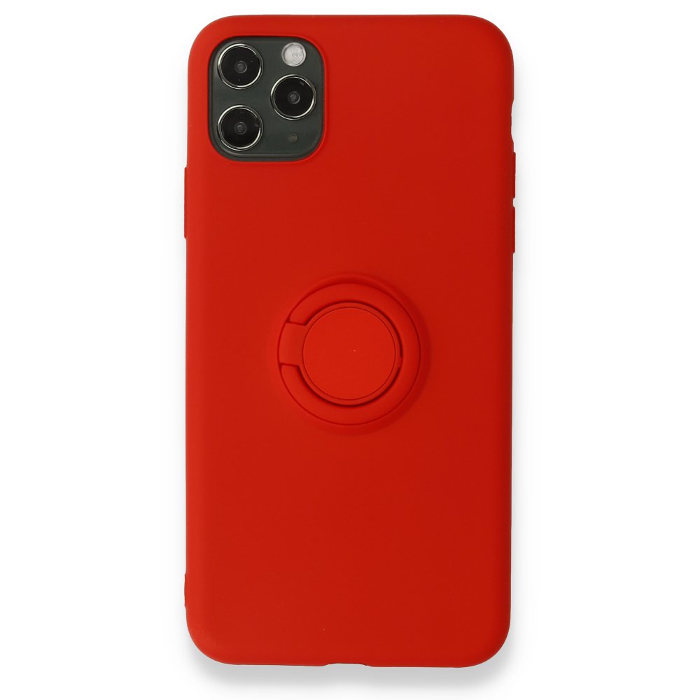 Newface iPhone 11 Pro Max Kılıf Viktor Yüzüklü Silikon - Kırmızı