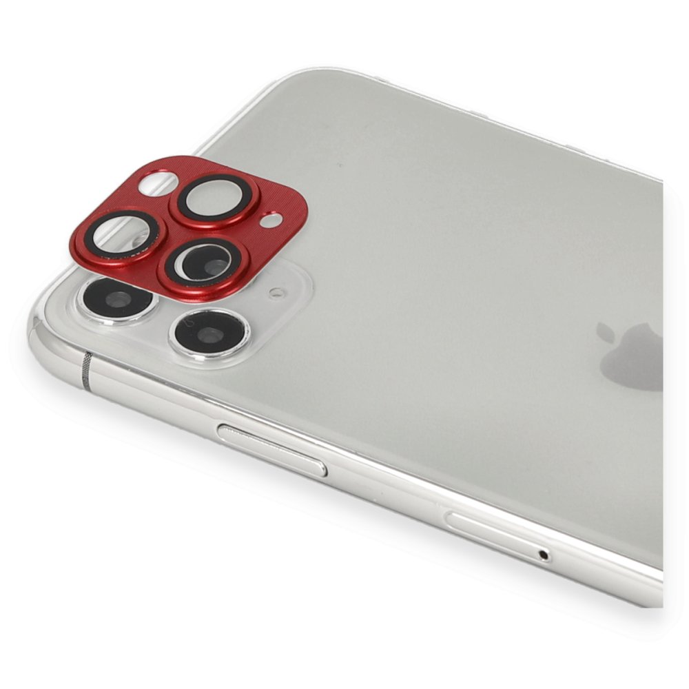 Newface iPhone 11 Pro Pers Alüminyum Kamera Lens - Kırmızı