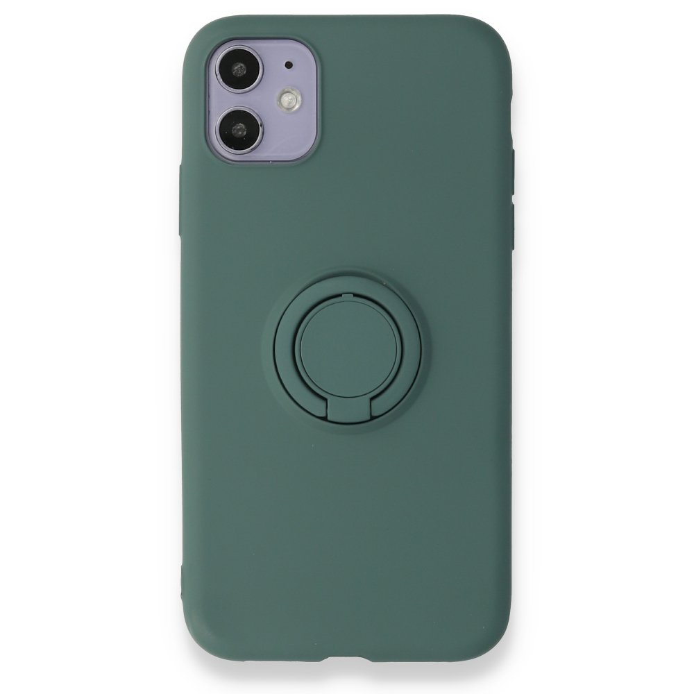 Newface iPhone 11 Kılıf Viktor Yüzüklü Silikon - Koyu Yeşil