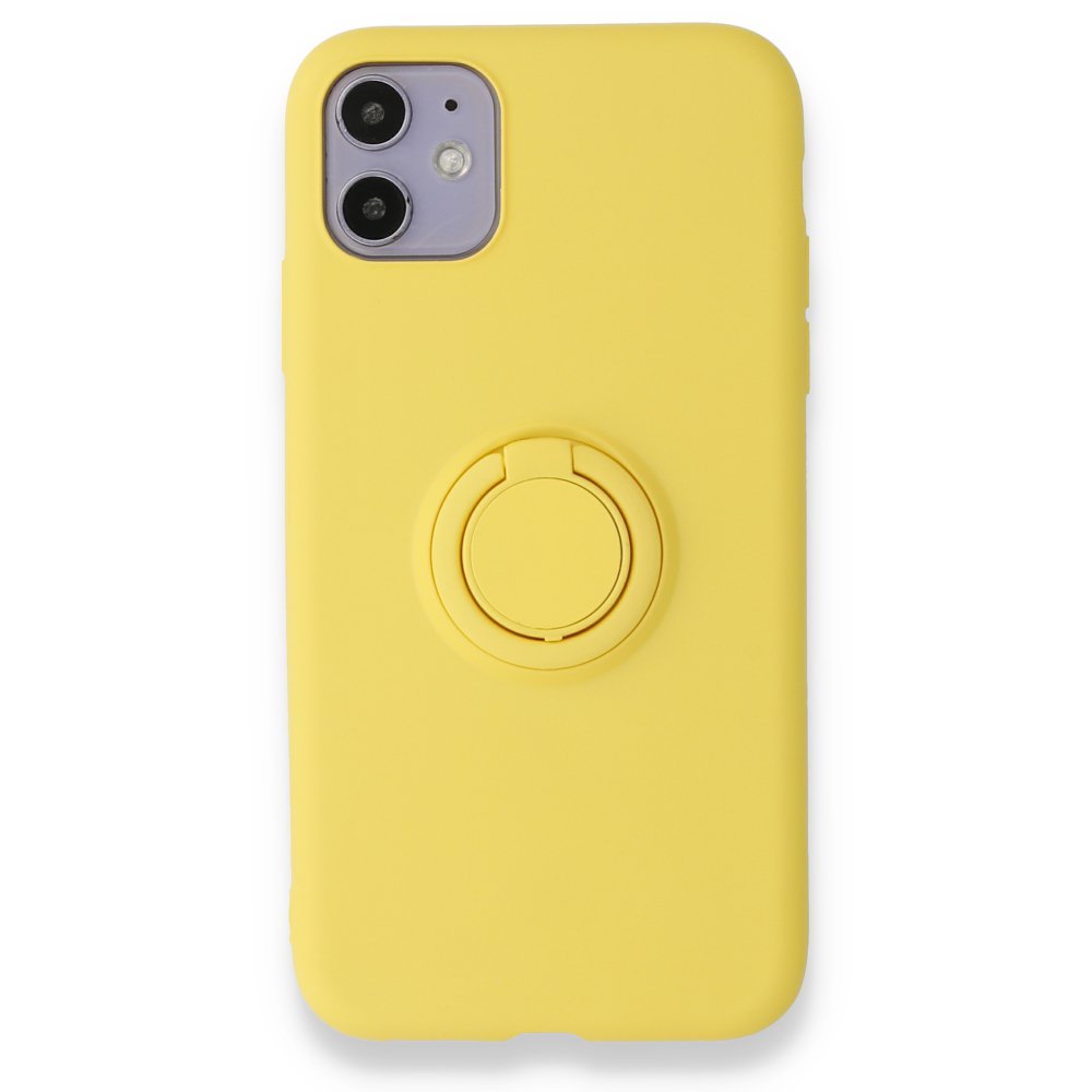 Newface iPhone 11 Kılıf Viktor Yüzüklü Silikon - Sarı