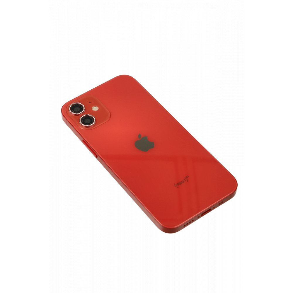 Newface iPhone 12 Diamond Kamera Lens - Kırmızı