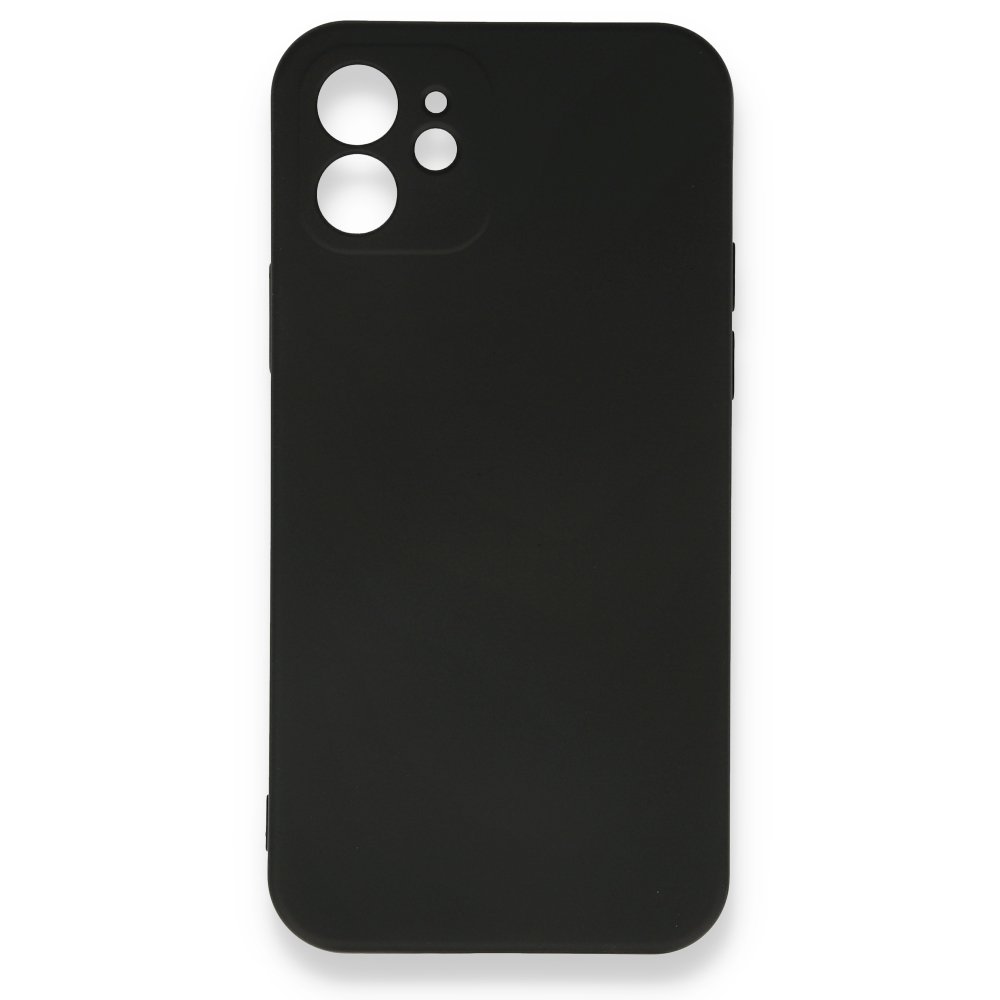 Newface iPhone 12 Kılıf Nano içi Kadife  Silikon - Siyah