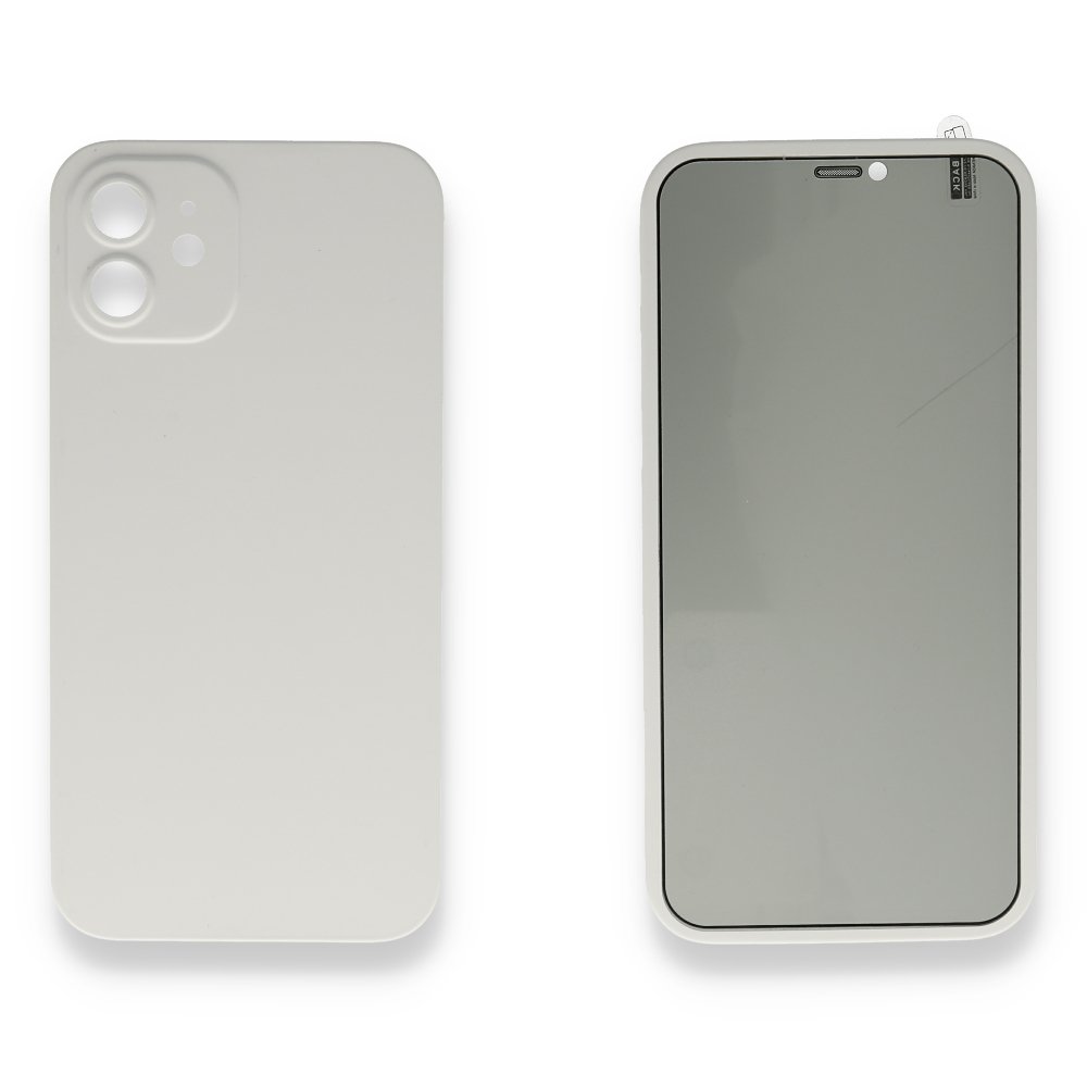 Newface iPhone 12 Kılıf 360 Full Body Silikon Kapak - Beyaz