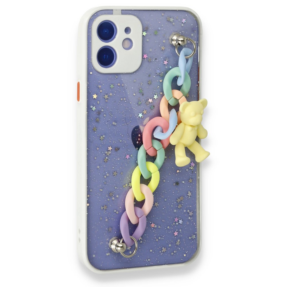 Newface iPhone 12 Kılıf Ayıcıklı Silikon - Beyaz