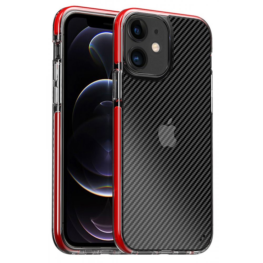 Newface iPhone 12 Kılıf Bambi Karbon Silikon - Kırmızı