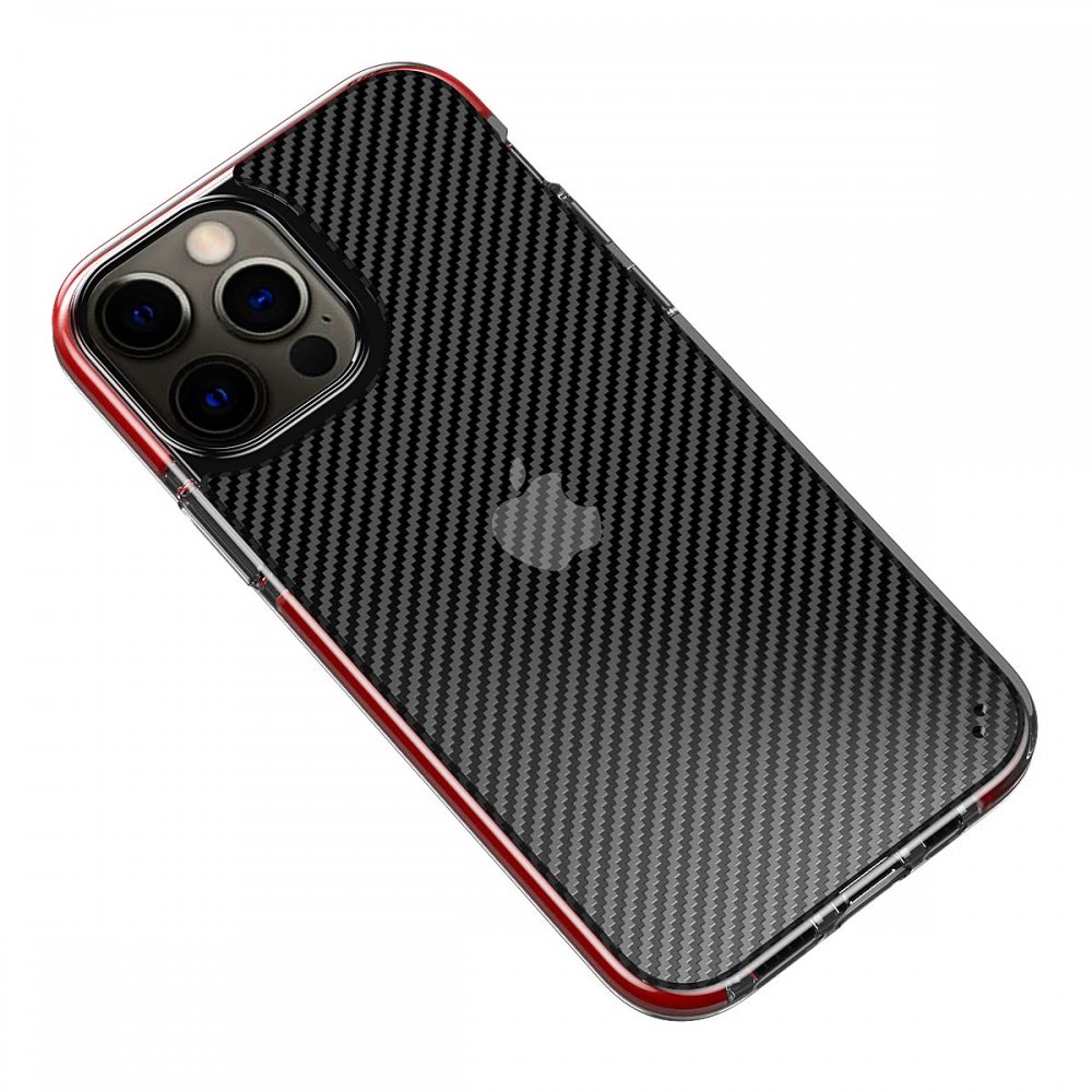 Newface iPhone 12 Kılıf Bambi Karbon Silikon - Kırmızı