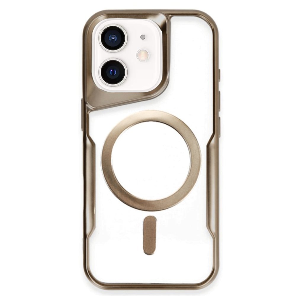 Newface iPhone 12 Kılıf Boyi Magsafe Silikon Kapak - Kahverengi