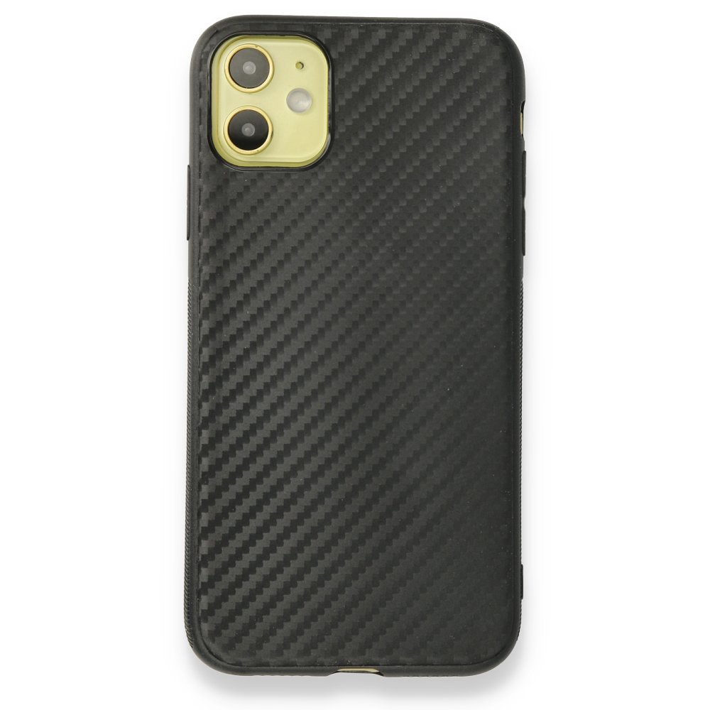 Newface iPhone 12 Kılıf Carbonix Silikon - Siyah