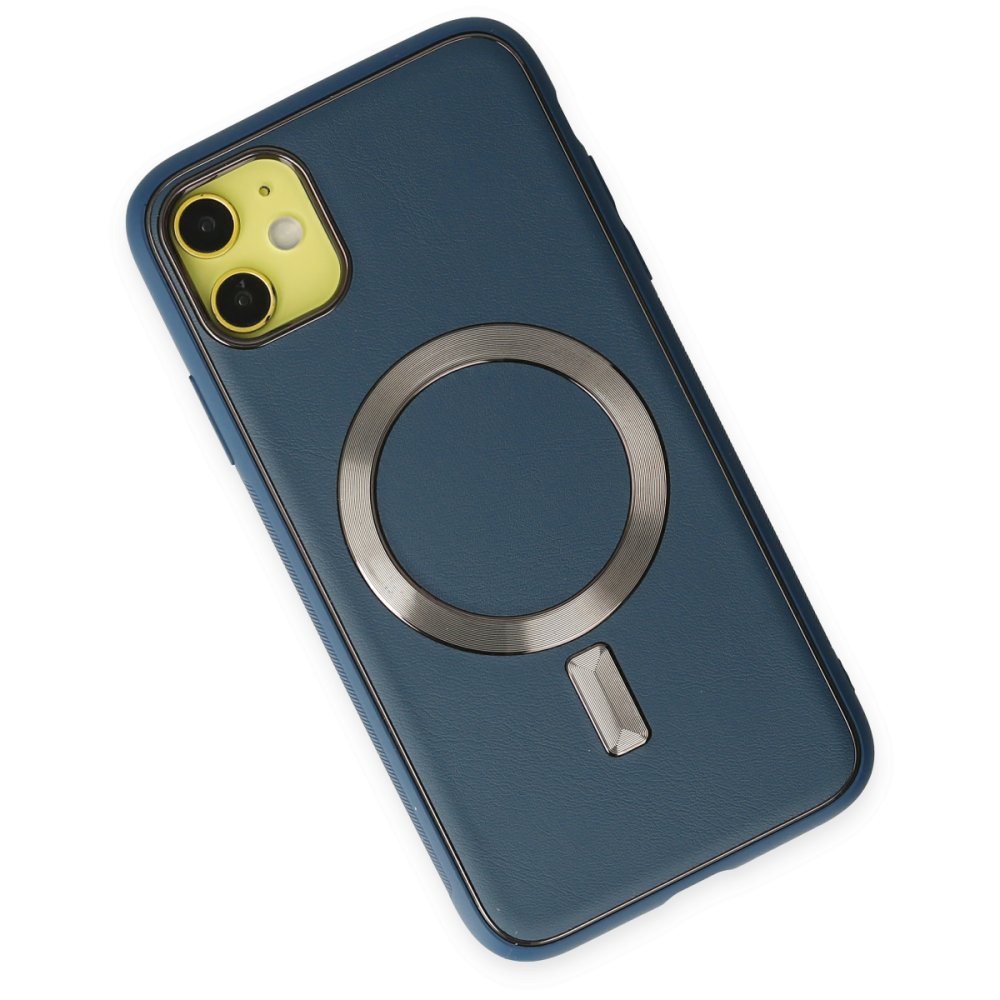 Newface iPhone 12 Kılıf Coco Deri Magneticsafe Silikon - Lacivert