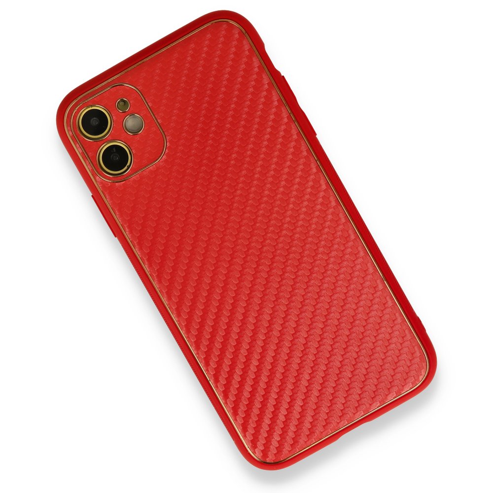 Newface iPhone 12 Kılıf Coco Karbon Silikon - Kırmızı